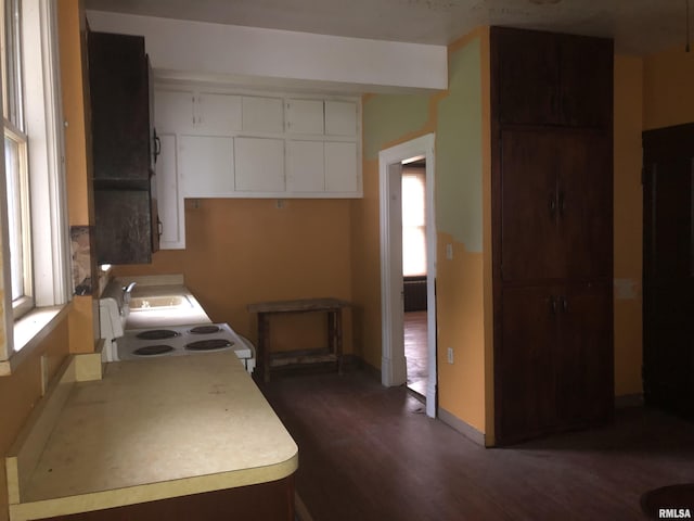 342 W Reynolds St, Springfield, IL 62702 - kitchen featuring dark wood-type flooring, healthy amount of natural light, white cabinets, and light countertops