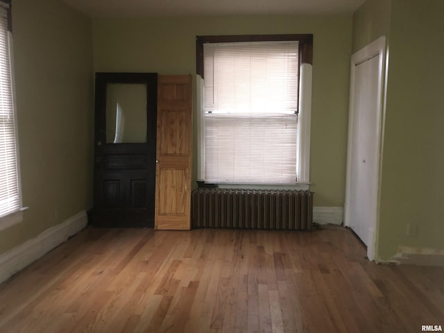 342 W Reynolds St, Springfield, IL 62702 - interior space featuring radiator, light wood-style flooring, and multiple windows