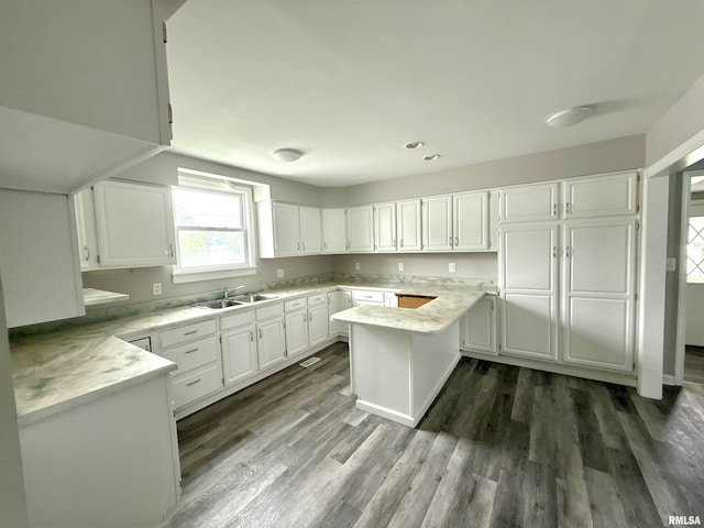 2015 N 19th St, Springfield, IL 62702 - kitchen featuring white cabinets, light countertops, wood finished floors, and recessed lighting