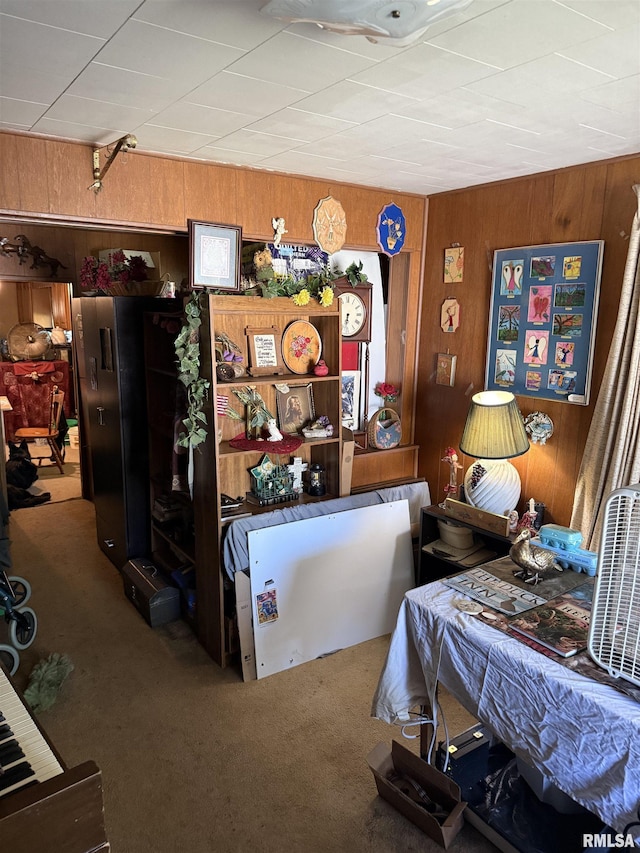 2129 N 16th St, Springfield, IL 62702 - bedroom with carpet flooring and wood walls