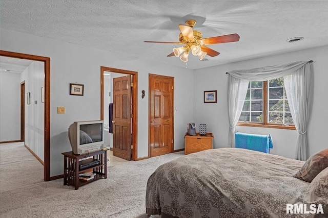 828 Coventry Pt, Springfield, IL 62702 - carpeted bedroom with a textured ceiling and ceiling fan