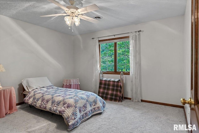 828 Coventry Pt, Springfield, IL 62702 - bedroom featuring carpet flooring, a textured ceiling, and a ceiling fan