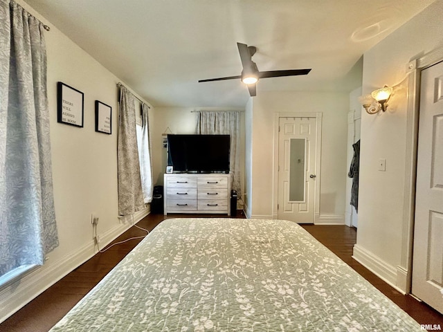 120 S Walnut St, Assumption, IL 62510 - bedroom with a ceiling fan and dark wood finished floors
