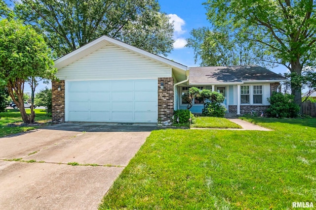 2924 Flowerbrook Ct, Springfield, IL 62702 - view of front of property with brick siding, a front lawn, concrete driveway, and a garage