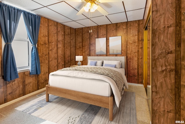 925 Payson Ave, Quincy, IL 62301 - bedroom with wood walls and a drop ceiling