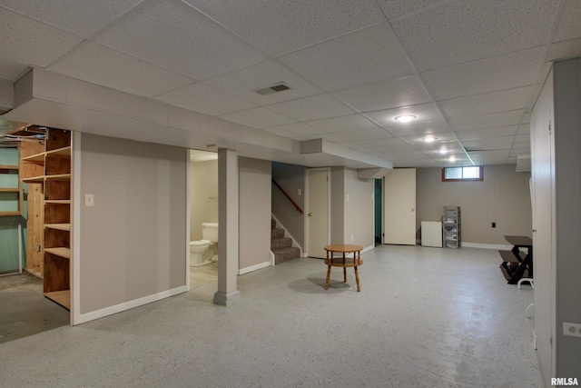1421 N 13th St, Quincy, IL 62301 - basement with a paneled ceiling and stairway
