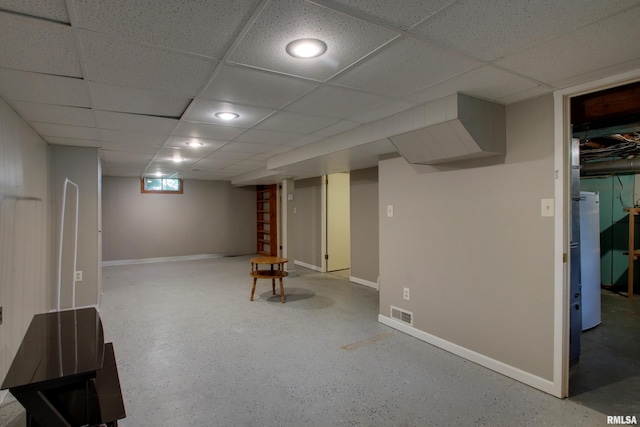 1421 N 13th St, Quincy, IL 62301 - finished below grade area featuring a paneled ceiling and refrigerator