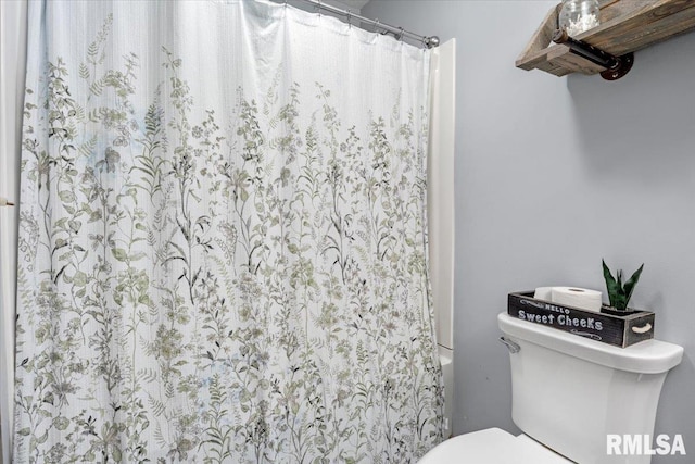 19581 Finney Rd, Girard, IL 62640 - full bathroom with toilet and shower / bathtub combination with curtain