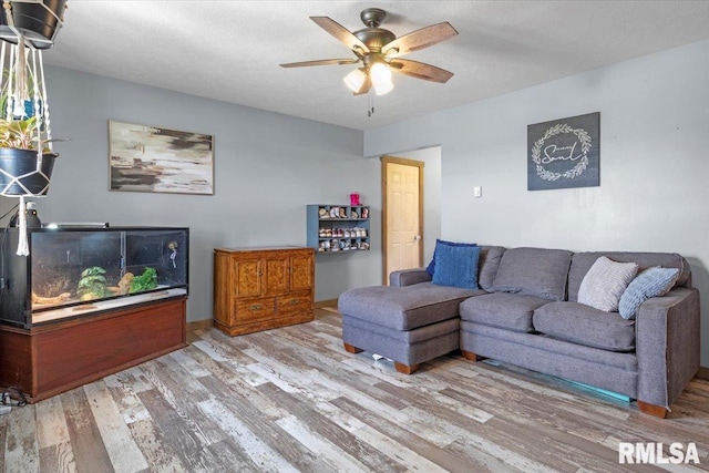 19581 Finney Rd, Girard, IL 62640 - living room with wood finished floors and ceiling fan
