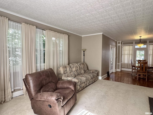 814 N Prairie St, Galesburg, IL 61401 - carpeted living room featuring ornamental molding and baseboards