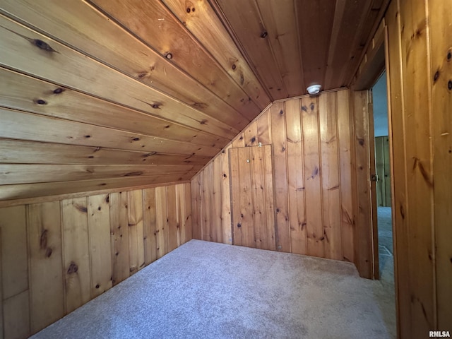 814 N Prairie St, Galesburg, IL 61401 - bonus room featuring wood walls, carpet flooring, vaulted ceiling, and wooden ceiling