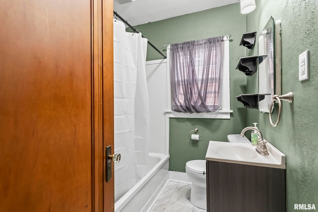 2535 S 8th St, Springfield, IL 62703 - bathroom featuring vanity, marble finish flooring, and shower / bath combo
