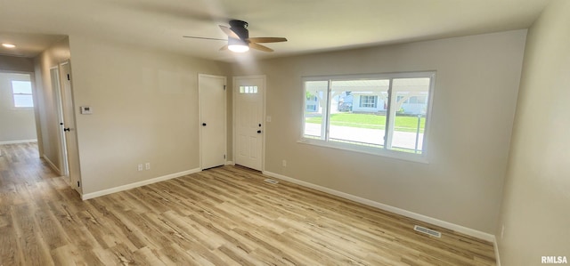 2217 Ramsey Ave, Springfield, IL 62702 - foyer with plenty of natural light, light wood-type flooring, ceiling fan, and recessed lighting