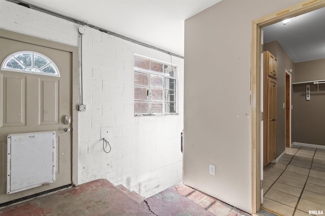 508 N Washington St, Mount Pulaski, IL 62548 - foyer entrance with concrete block wall