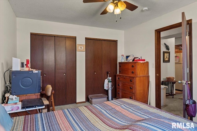 102 W Scarritt St, Springfield, IL 62704 - bedroom featuring carpet floors, multiple closets, and a ceiling fan