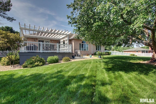 1521 Silverthorne Dr, Quincy, IL 62305 - rear view of property featuring brick siding, a pergola, and a wooden deck