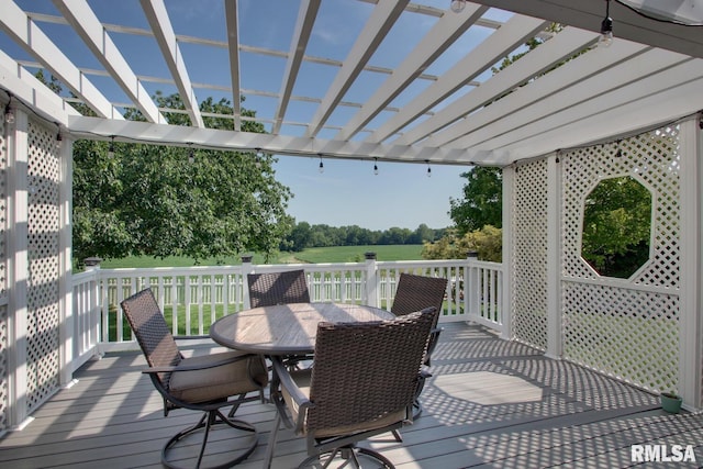 1521 Silverthorne Dr, Quincy, IL 62305 - wooden deck with outdoor dining area and a pergola