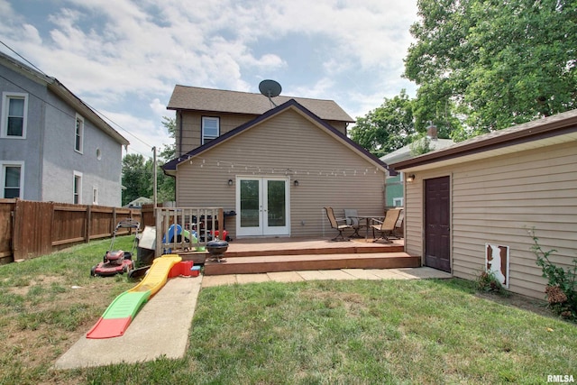 2117 Hampshire St, Quincy, IL 62301 - back of property with a deck and french doors