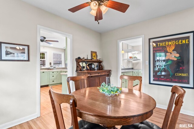1935 S Douglas Ave, Springfield, IL 62704 - dining room with a ceiling fan and light wood-style floors