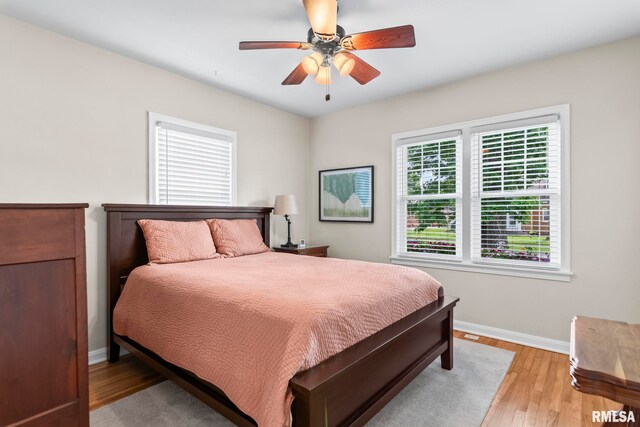 1935 S Douglas Ave, Springfield, IL 62704 - bedroom with light wood-type flooring and a ceiling fan