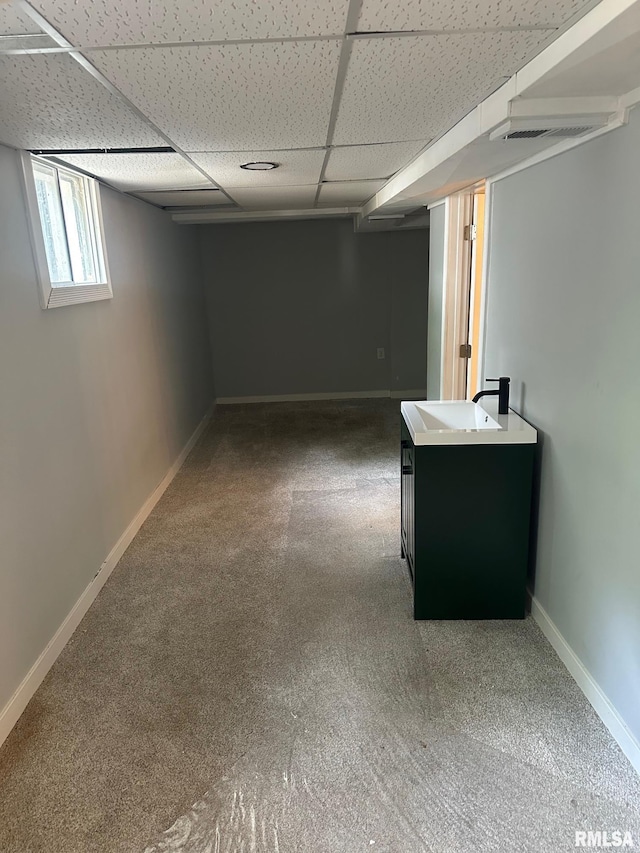 1249 W Urban Ave, Springfield, IL 32704 - below grade area with carpet and a drop ceiling