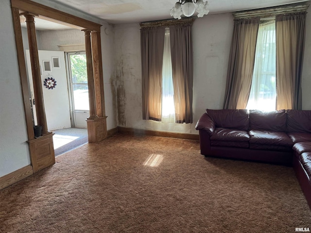222 N Broadway St, Havana, IL 62644 - living room featuring ornate columns and carpet
