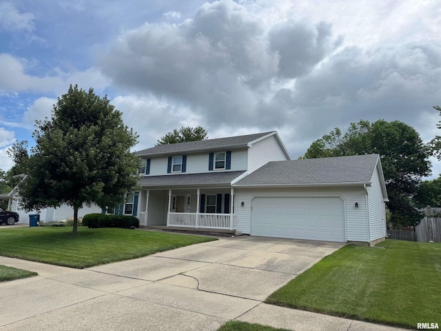 1804 Hunter Ridge Dr, Springfield, IL 62704 - view of front of property with covered porch, an attached garage, and driveway