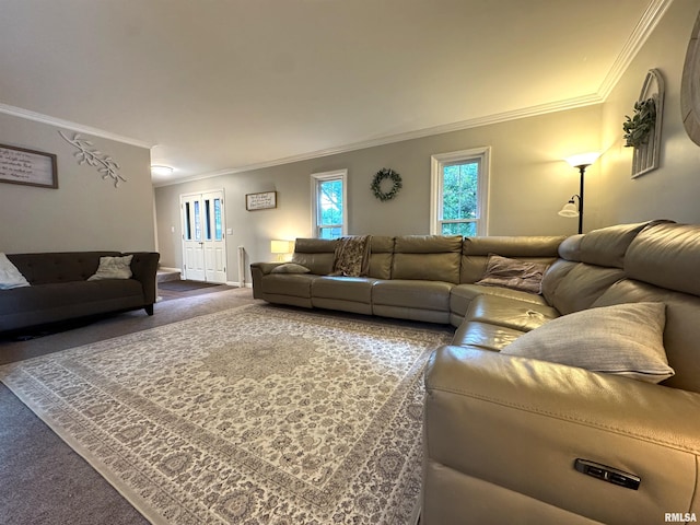 125 Pinehurst Dr, Springfield, IL 62704 - carpeted living room featuring crown molding and baseboards
