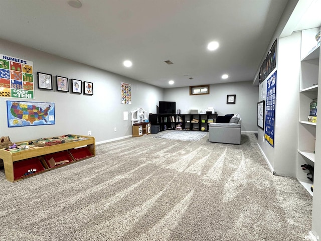 125 Pinehurst Dr, Springfield, IL 62704 - carpeted living area with recessed lighting and a desk