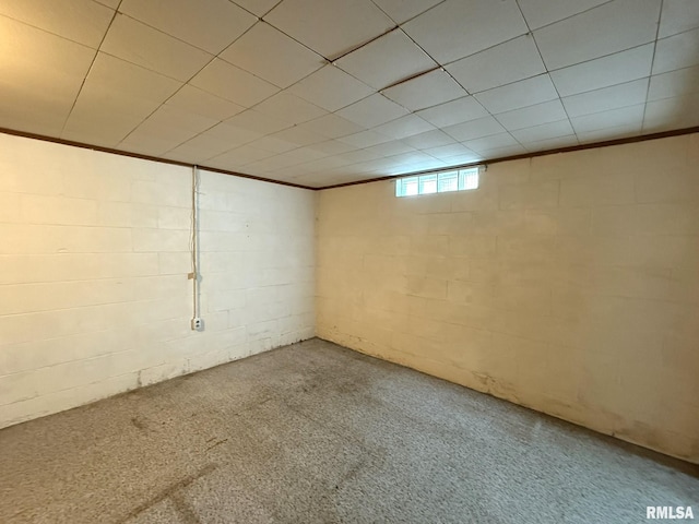 903 N Fearing Ave, Abingdon, IL 61410 - basement with carpet floors and concrete block wall