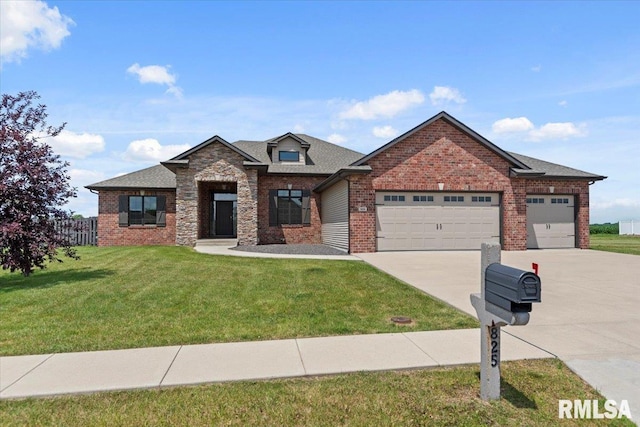 825 Nine Rock Rd, Sherman, IL 62684 - view of front of home with a garage, driveway, brick siding, and roof with shingles