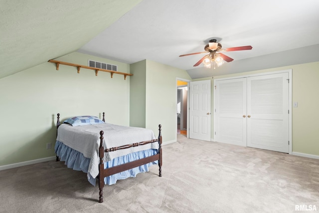 1860 Mayfield Rd, Chatham, IL 62629 - bedroom with lofted ceiling, light colored carpet, ceiling fan, and a closet