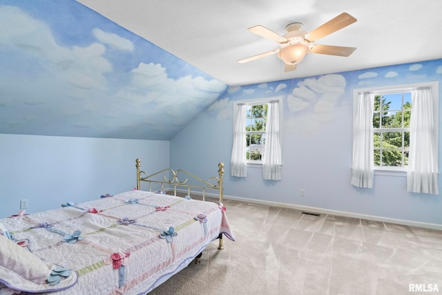 1860 Mayfield Rd, Chatham, IL 62629 - carpeted bedroom featuring lofted ceiling and ceiling fan