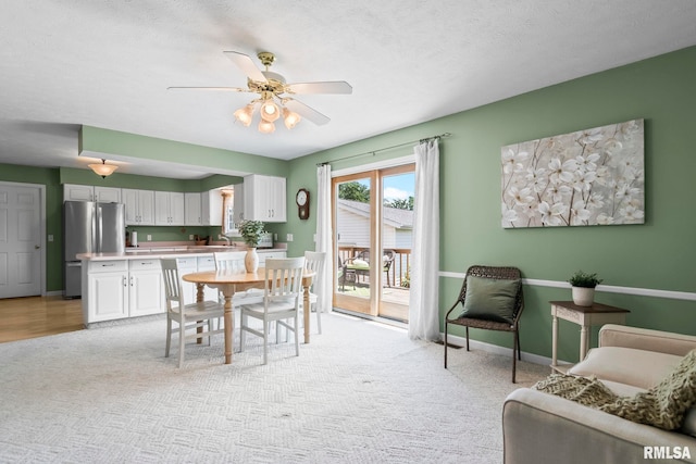 1860 Mayfield Rd, Chatham, IL 62629 - dining space featuring light colored carpet and a ceiling fan