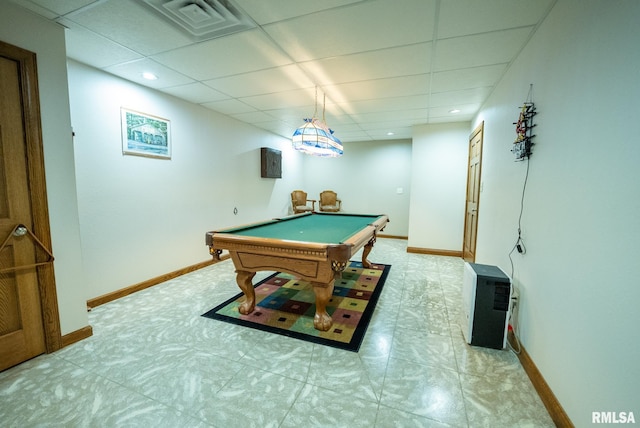 623 Jasper Rd, Centralia, IL 62801 - recreation room with a drop ceiling, pool table, and recessed lighting