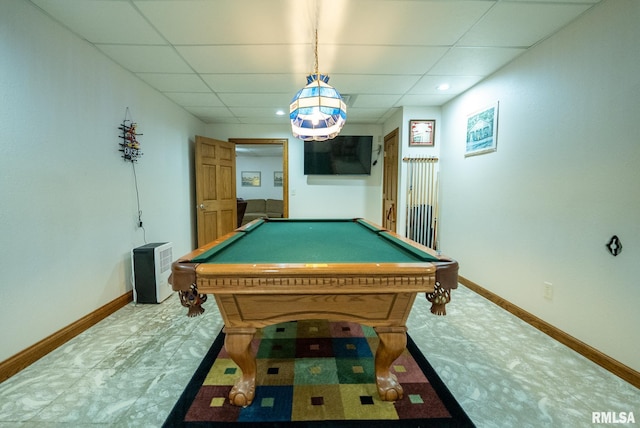 623 Jasper Rd, Centralia, IL 62801 - rec room with a drop ceiling and billiards