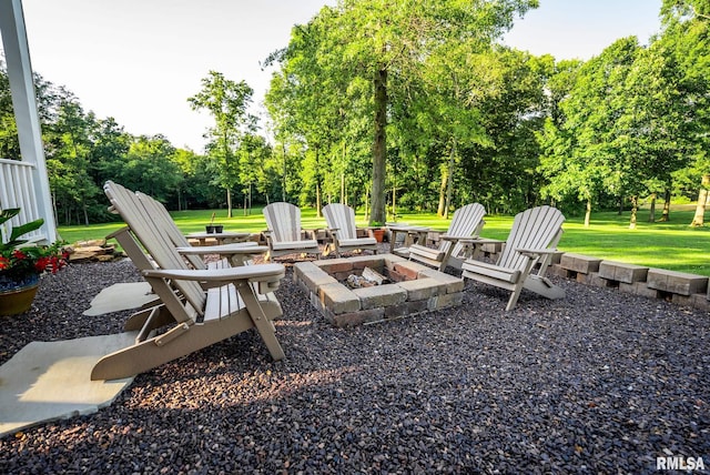623 Jasper Rd, Centralia, IL 62801 - view of patio with an outdoor fire pit and view of scattered trees