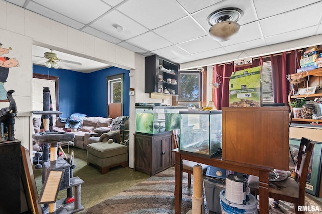 215 N Wilson St, Girard, IL 62640 - miscellaneous room featuring a drop ceiling and a ceiling fan