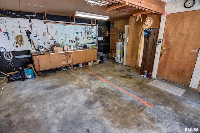 107 E Harrison St, Edinburg, IL 62531 - garage with a workshop area and water heater