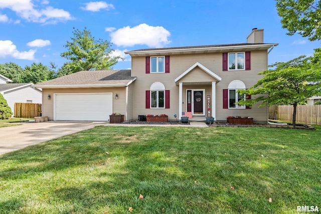 504 Windamere Dr, Sherman, IL 62684 - view of front of house with an attached garage, a chimney, and concrete driveway