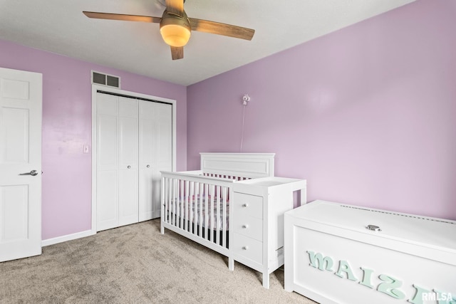 504 Windamere Dr, Sherman, IL 62684 - bedroom with carpet flooring, a closet, and ceiling fan