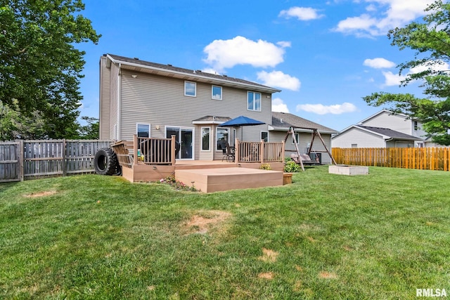 504 Windamere Dr, Sherman, IL 62684 - back of house with a fenced backyard and a wooden deck