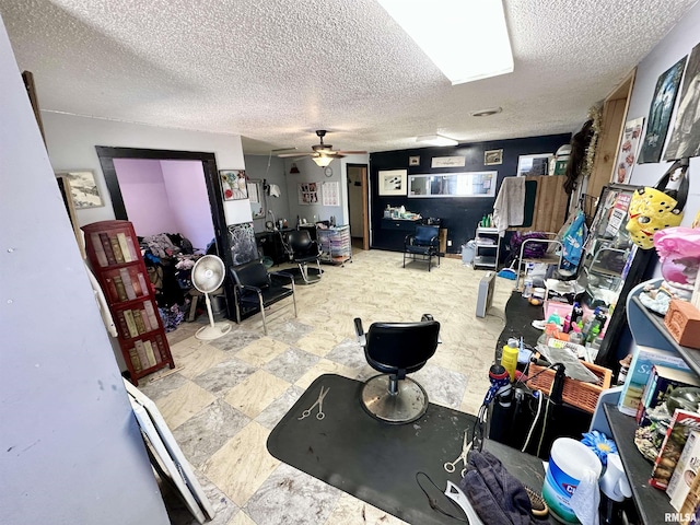 311 Main St, Meredosia, IL 62665 - interior space with a textured ceiling and a ceiling fan