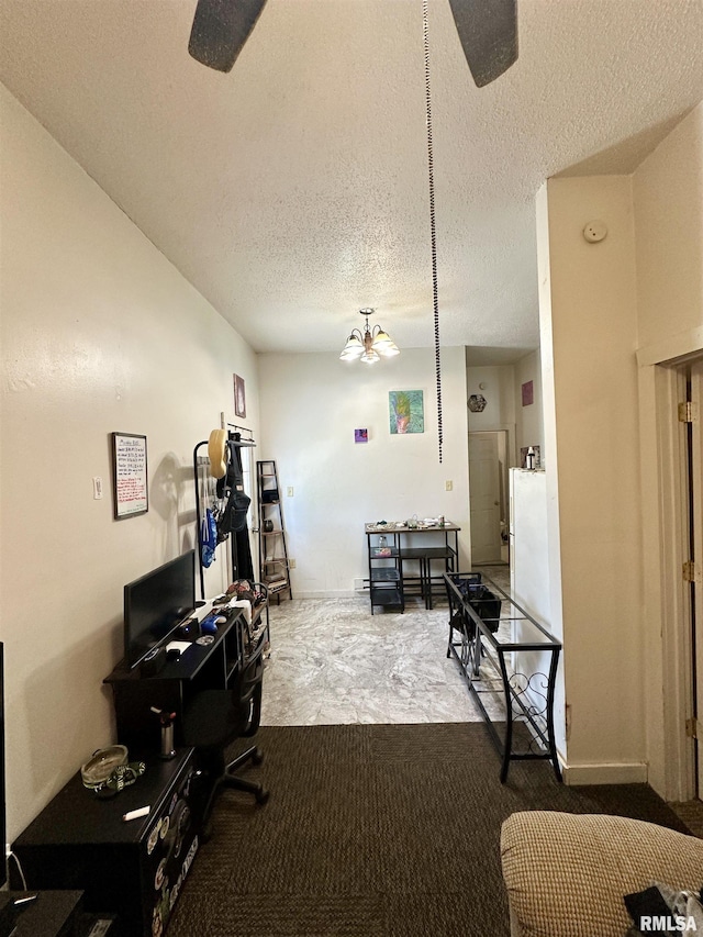 311 Main St, Meredosia, IL 62665 - carpeted office space featuring a textured ceiling and baseboards
