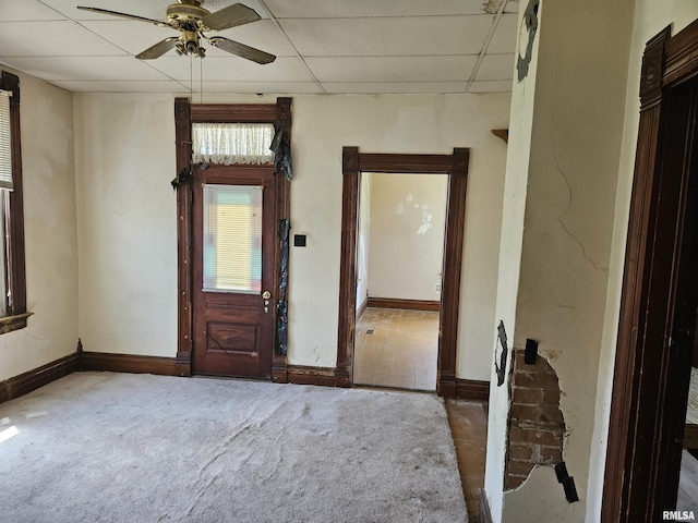 75 N County Road 830 N, Mendon, IL 62351 - carpeted foyer featuring a ceiling fan and a drop ceiling