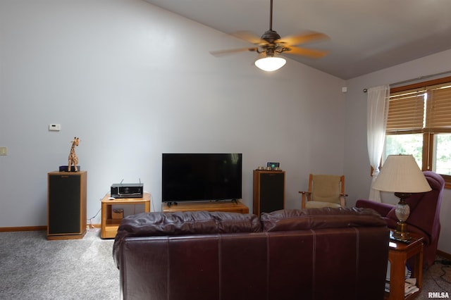 1156 Russell Ave, Galesburg, IL 61401 - living area featuring lofted ceiling, carpet flooring, and ceiling fan