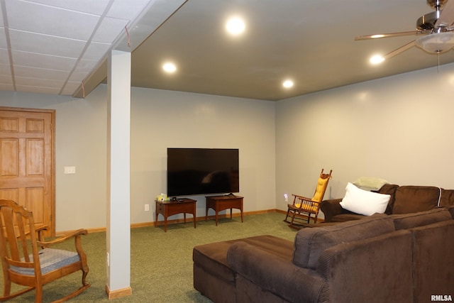 1156 Russell Ave, Galesburg, IL 61401 - carpeted living area featuring a ceiling fan and recessed lighting