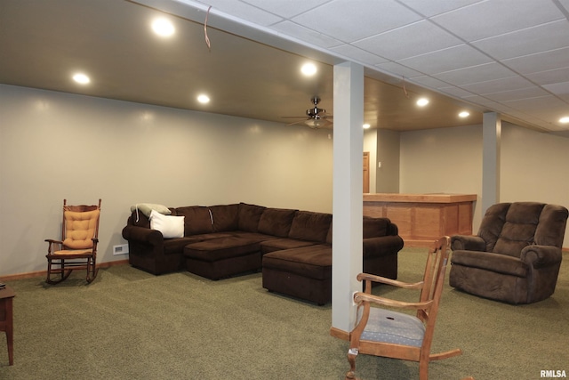 1156 Russell Ave, Galesburg, IL 61401 - carpeted living area featuring recessed lighting and a bar