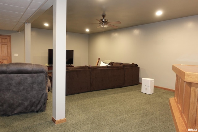 1156 Russell Ave, Galesburg, IL 61401 - interior space with carpet flooring, a ceiling fan, and recessed lighting