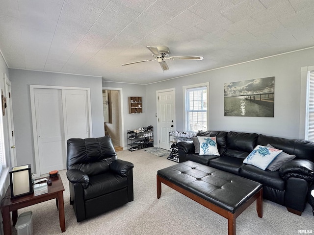 839 E Fremont St, Galesburg, IL 61401 - carpeted living room with a ceiling fan